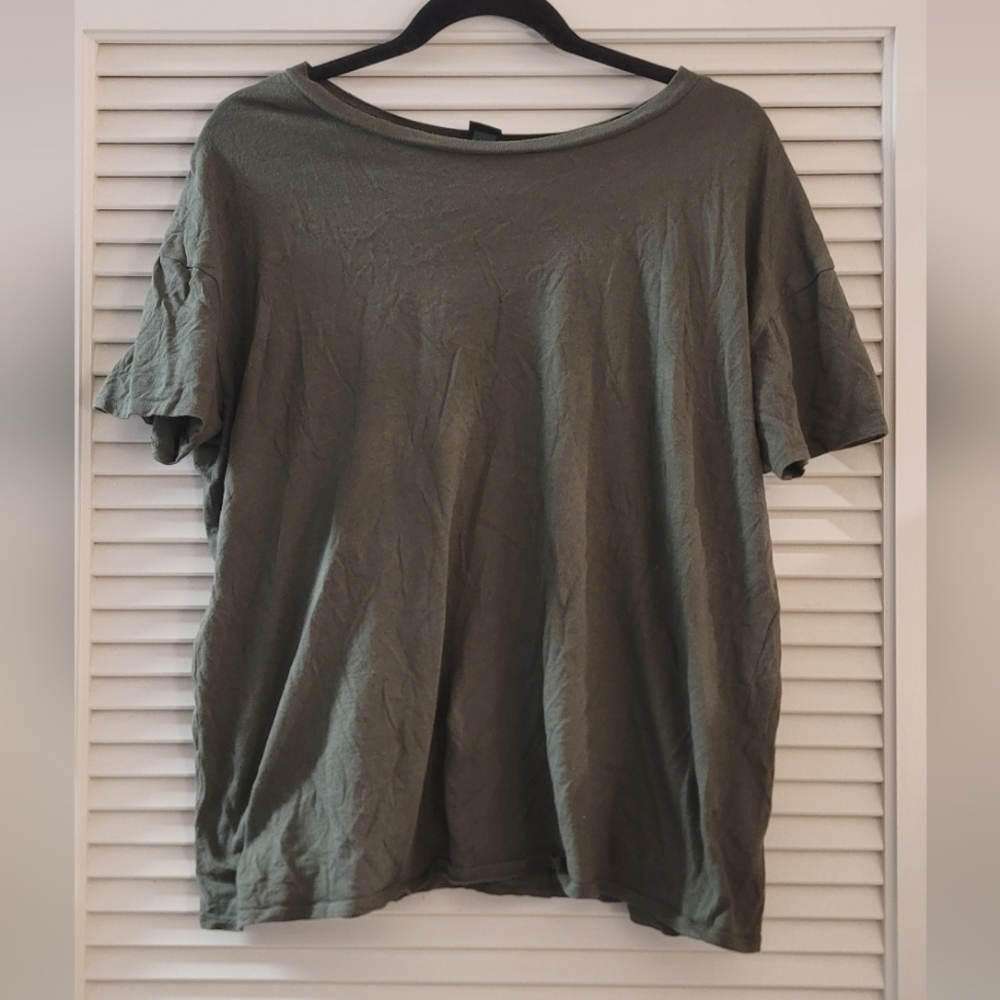Wild Fable - Olive Green 100% Cotton Oversized Casual Short-Sleeve T-Shirt